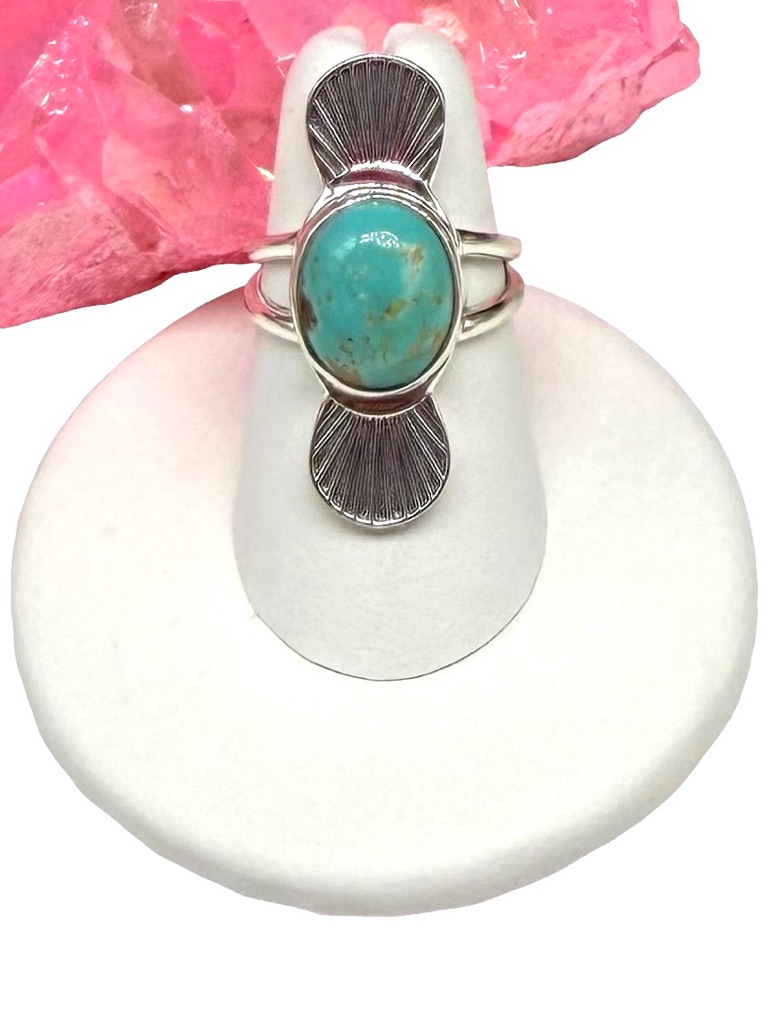 Kingman Turquoise Ring Size 6.5 Solid 925 Sterling Silver
